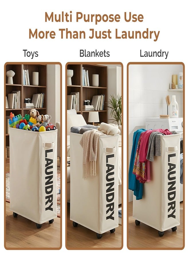 Home Essentials HomeEssentials Foldable Laundry Basket with Wheels - Portable Laundry Bag/Toy Storage Organizer/Cloth Bin, Washing Clothes Storage Basket, and Movable Storage Solution (Polyester) - Image 4